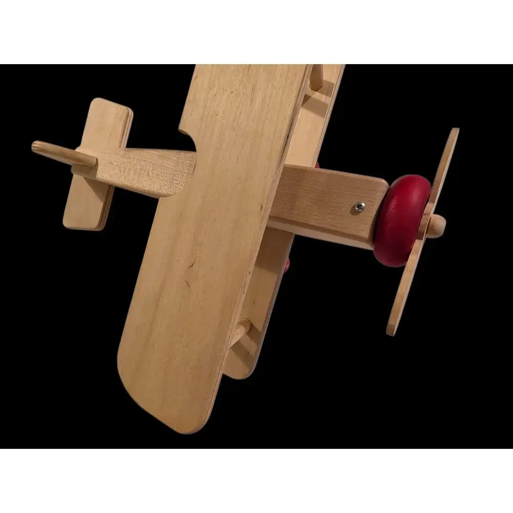 Wooden Handmade Biplane Vintage Style Folk Art